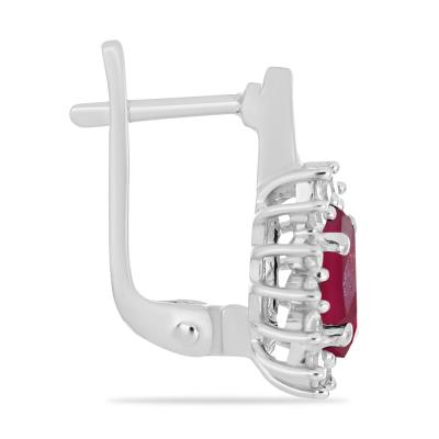 BUY 925 SILVER RUBY GLASS FILLED GEMSTONE HALO EARRING
